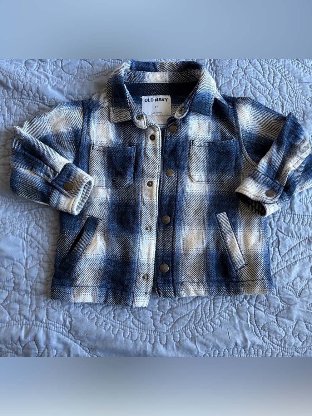 Old Navy Plaid Jacket in Blue & White Like New